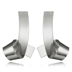 Silver Folded Strip Earrings